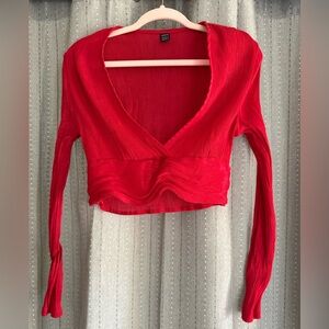 SHEIN Vibrant Red Wrap Blouse